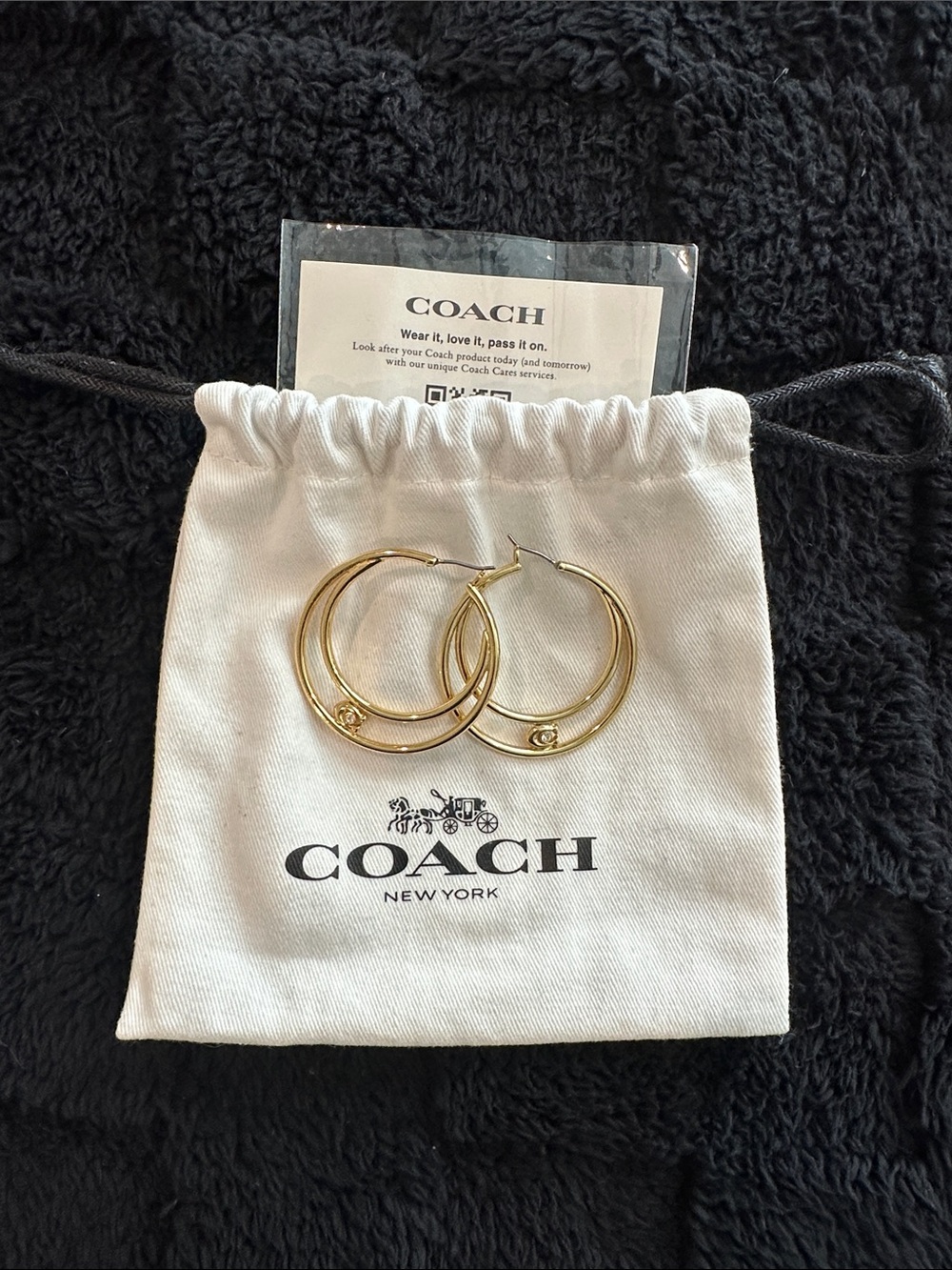 Coach Gold Double-Ring Hoop Earrings